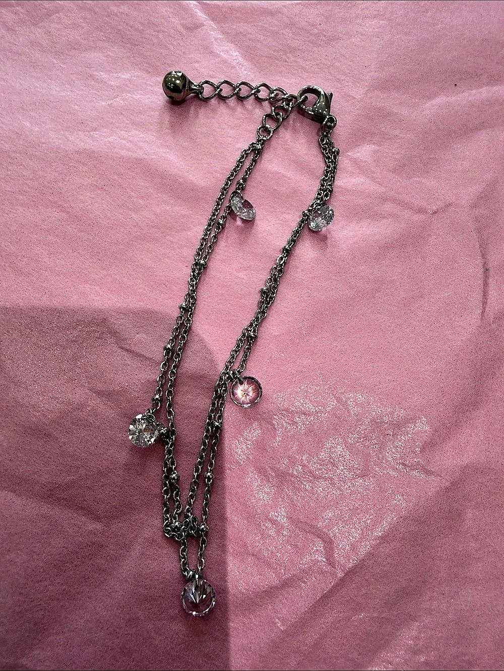 Layered Crystal Pendant ankle in Silver crystals